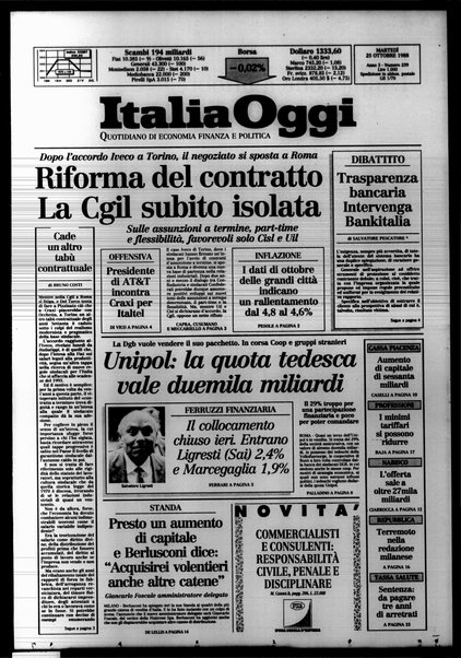 Italia oggi : quotidiano di economia finanza e politica